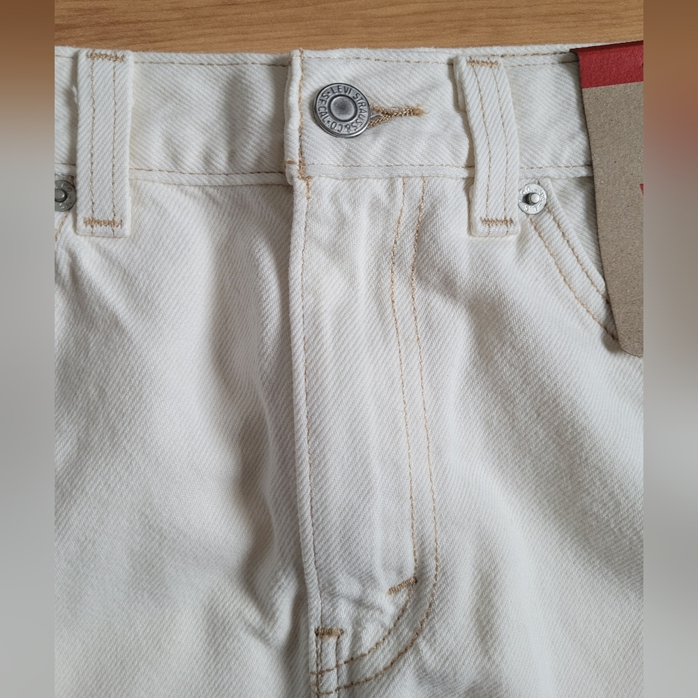 Womens Levi's White Denim Midi Skirt In Size 25 With Back Slit - Picture 3 of 10